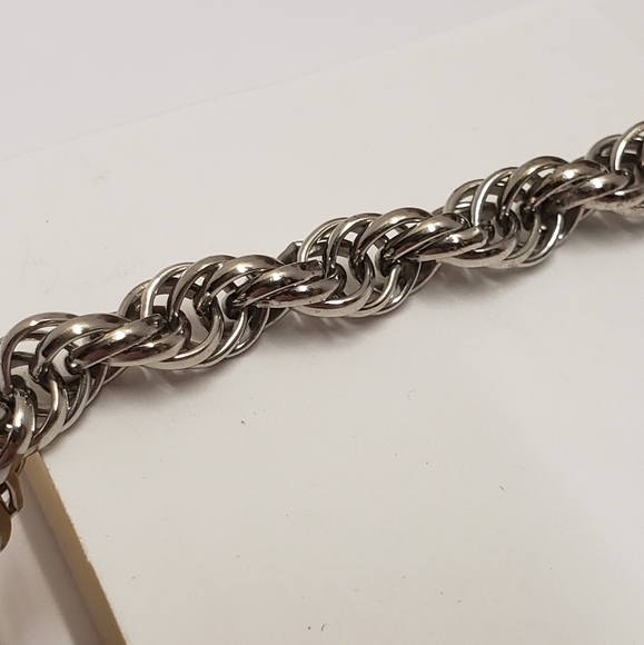 Vintage Silver Rope Twist Chain Link Necklace 18" Chain Necklace - Picture 9 of 12